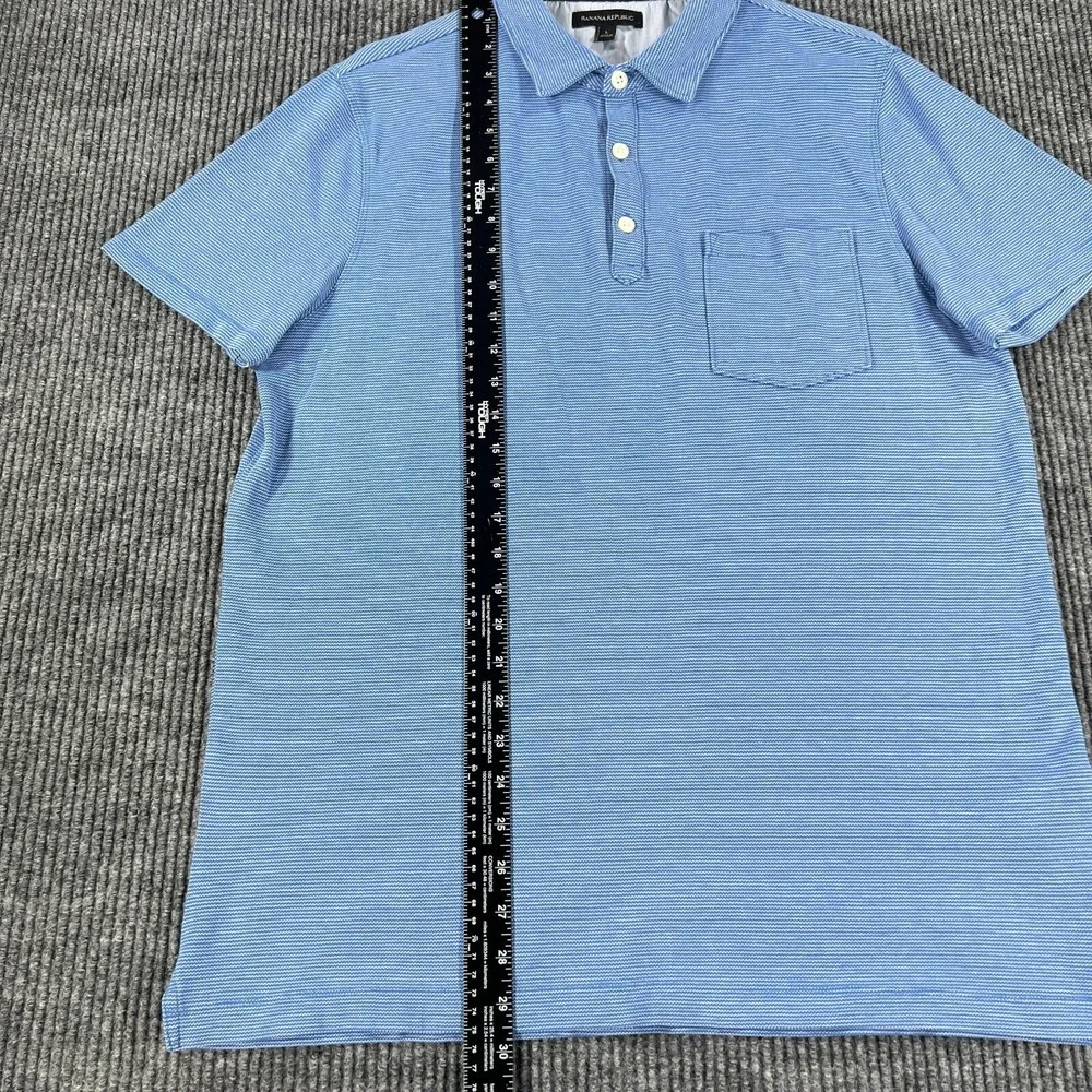 Banana Republic Mens Size Large Blue Short Sleeve Polo Shirt Night Soft Sharp